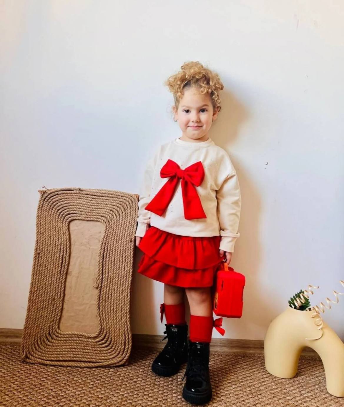 🎀 بلوز و دامن پاپیونی دخترانه – ست شیک و راحت کودکانه 🎀