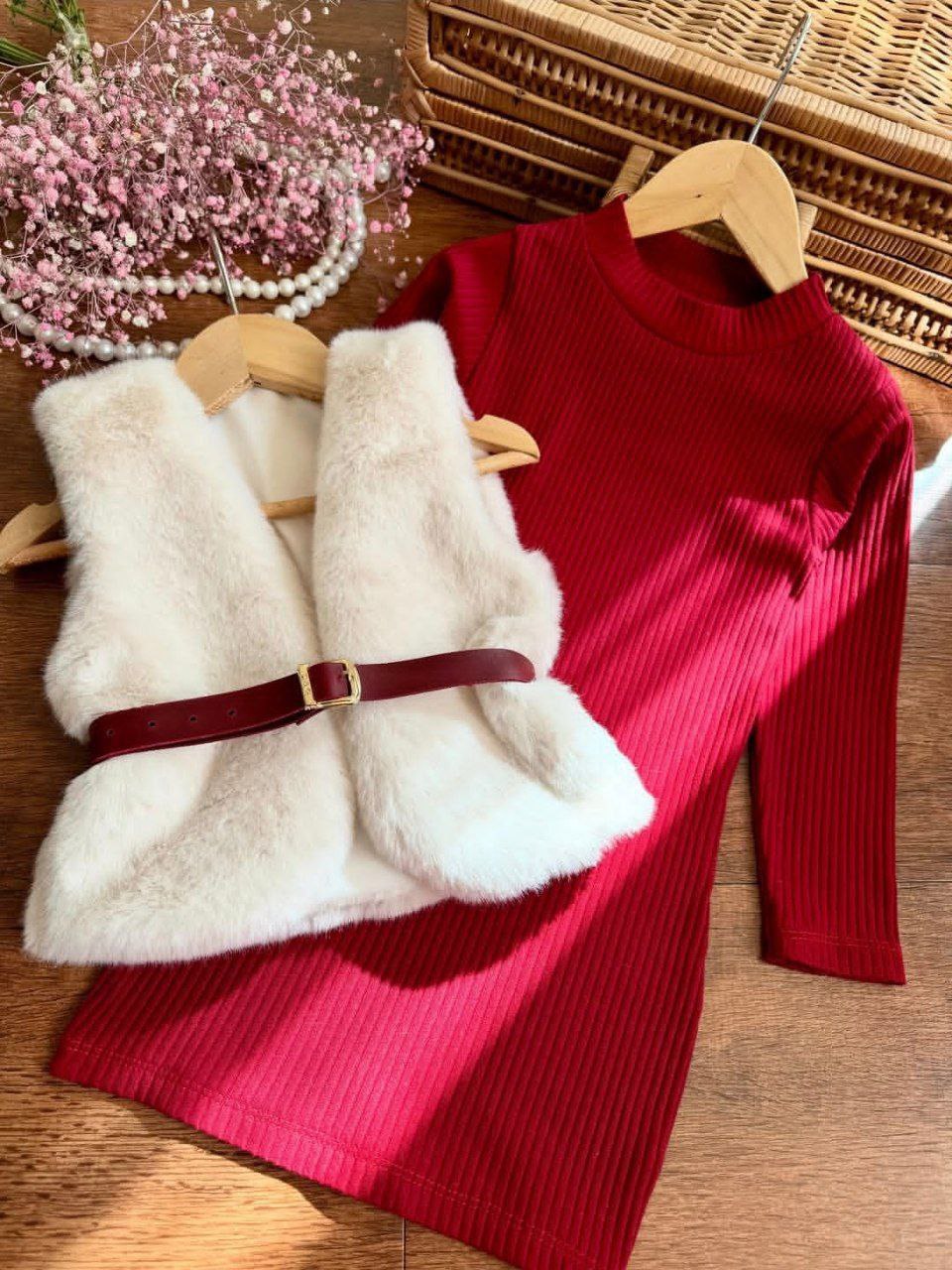 ست تونیک و جلیقه بچگانه – استایل شیک و گرم