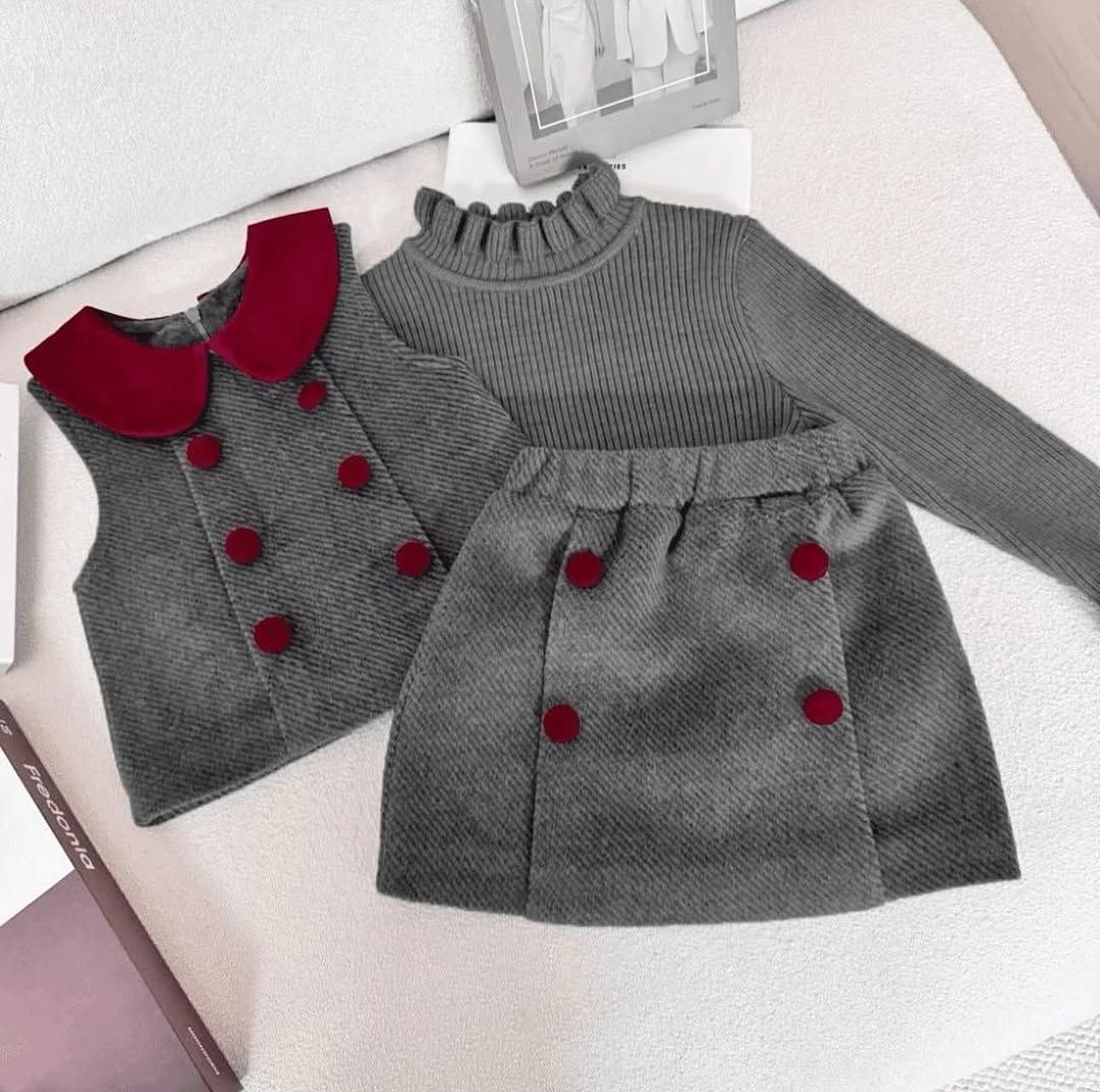 سه تیکه بلوز دامن و جلیقه دخترانه 🎀