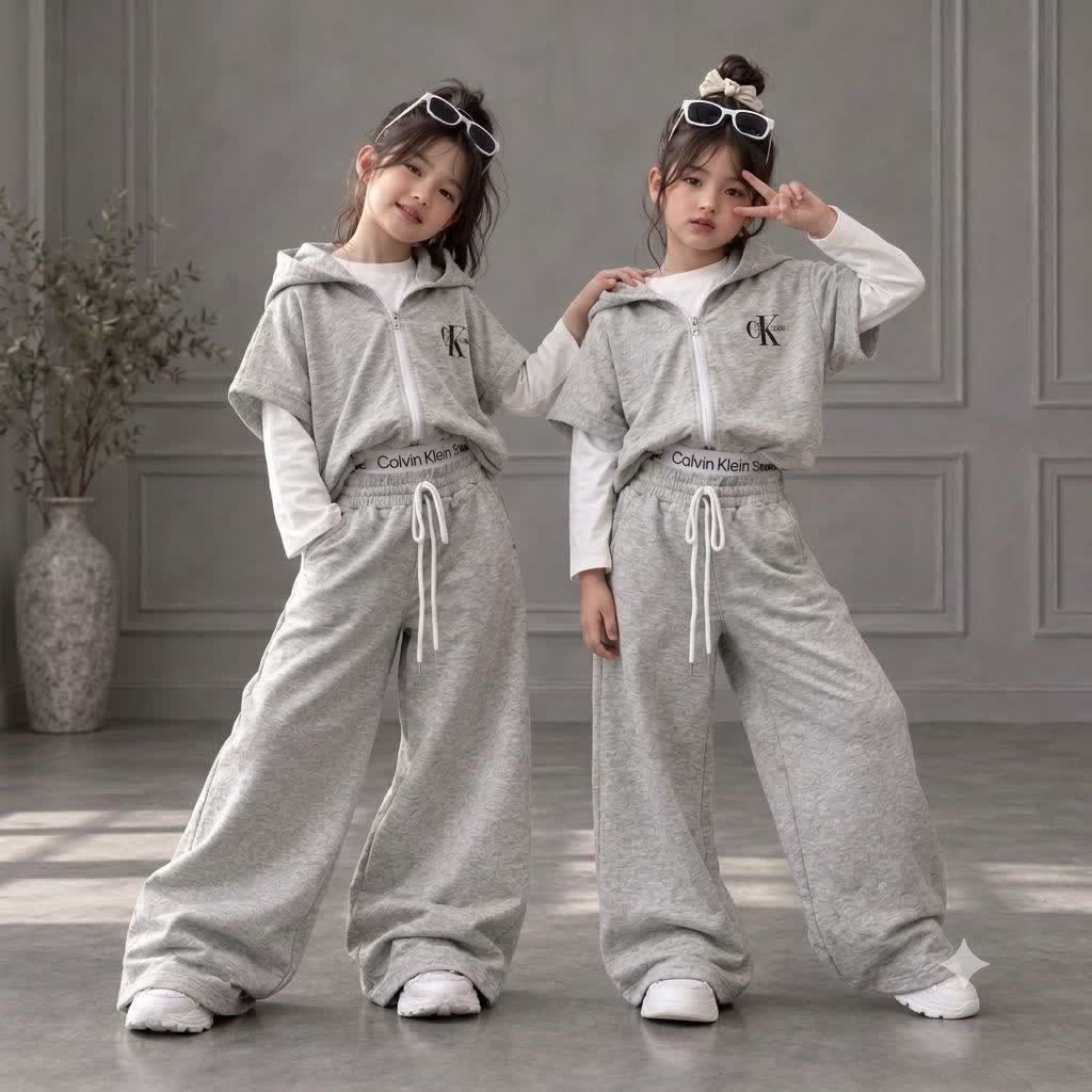 سه تیکه  وست و بلوز شلوار کلوین دخترانه 🎀
